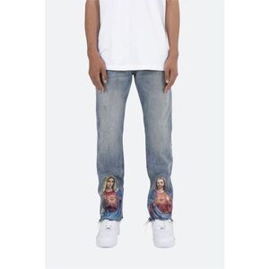 MNML Streetwear Straight Leg Jeans Jesus Mary Graphic Religious Men’s Size 30